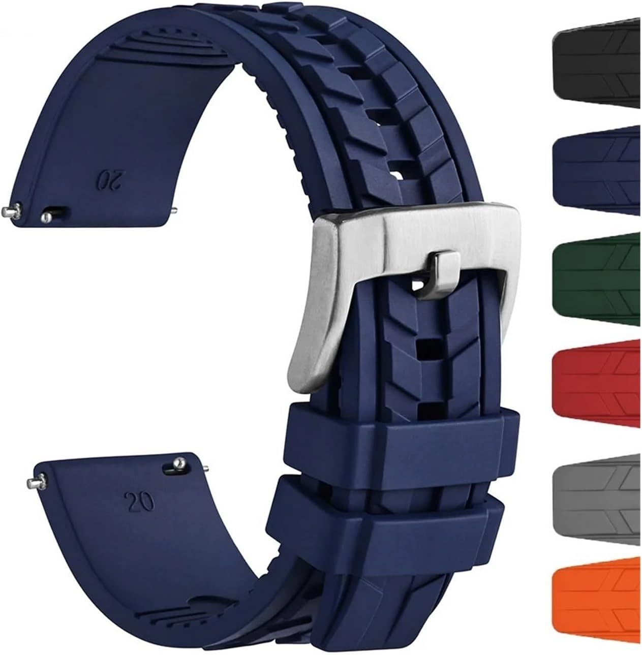 CAREG Rubber Watch Straps For Men And Women 20mm 22mm Black Blue Orange Red Green Grey Replacement Bands Durable