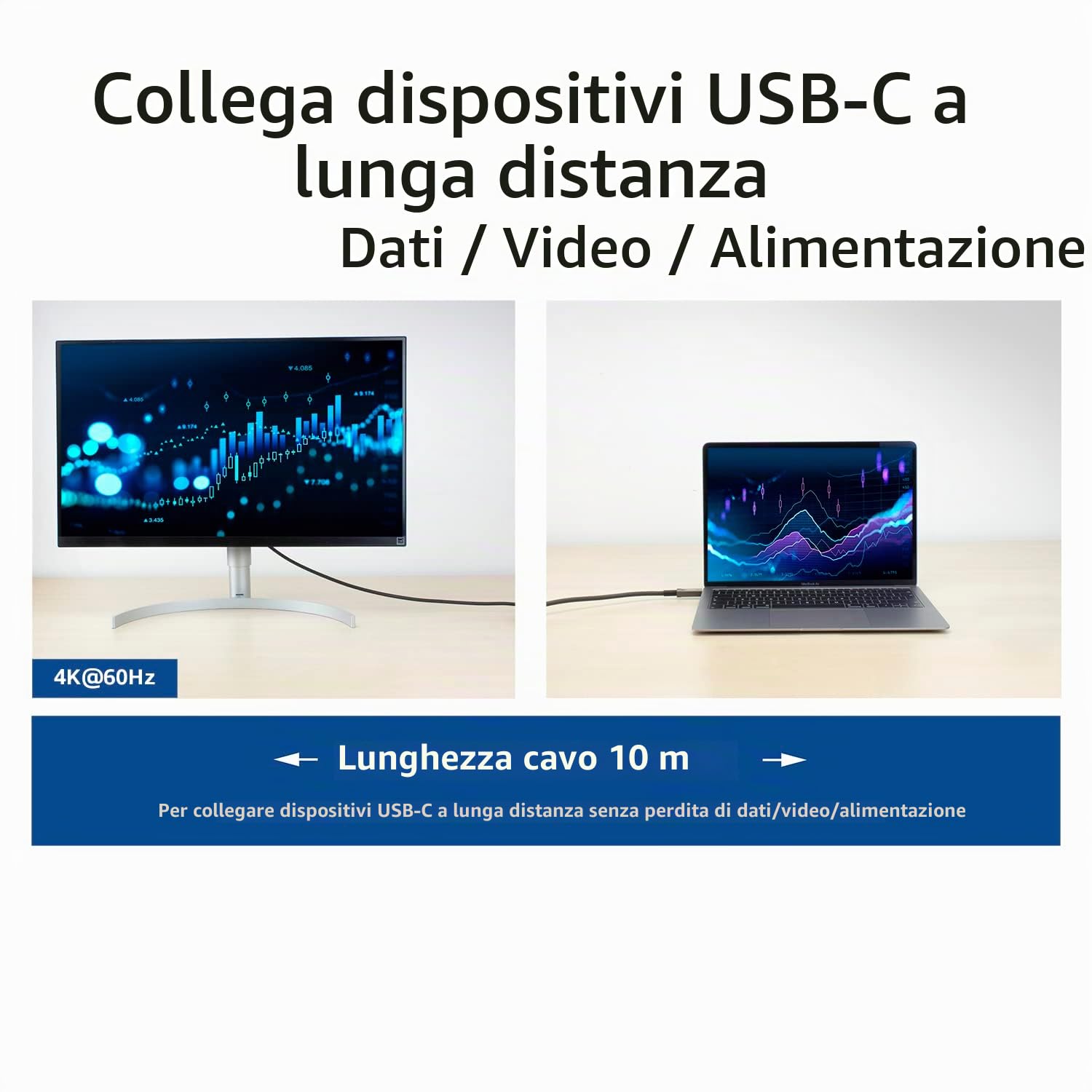ACT AK4310 - Cavo ottico attivo USB C 10 m, 10 Gbps, in fibra ottica AOC, USB 3.2 Gen2 per videoconferenza