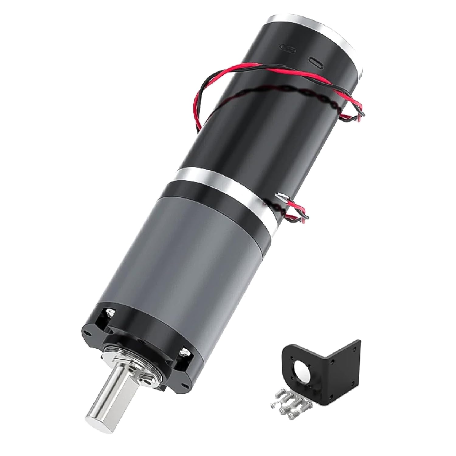 32GP-31ZY Miniature Planetary DC Gear Motor, High Power Carbon Brush, Forward Reverse Adjustable Speed, Black and Gray, Compact Design (296RPM 24V Single Motor)