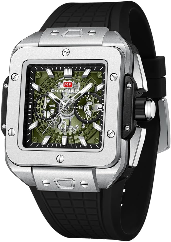 AIMES Men’s Watch Luxury Square Watches for Men Fashion Chronograph Business Dress Watches Waterproof Analog Men’s Wrist Watches Large Tonneau Face Wristwatch Elegant Gifts for Men