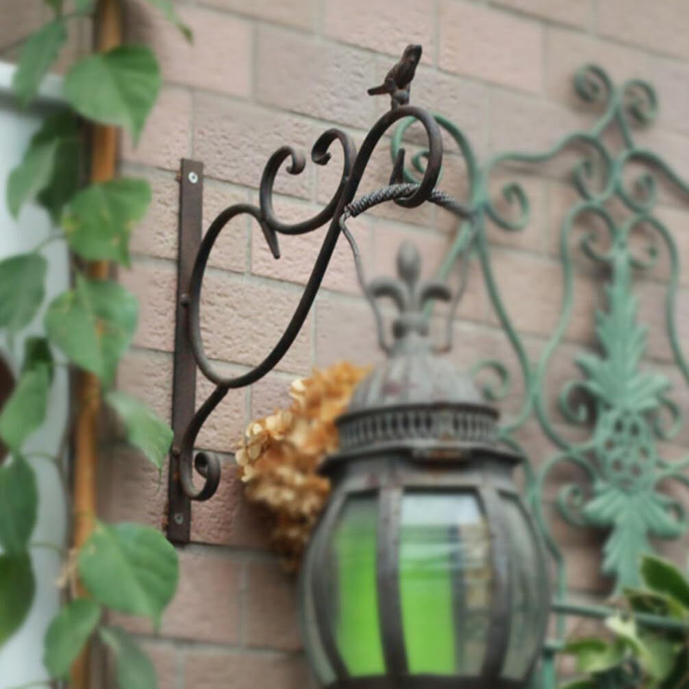 Yardwe Hanging Basket Bracket Set Sturdy Iron Plant Hanger for Wall for Garden Decor and Space Saving
