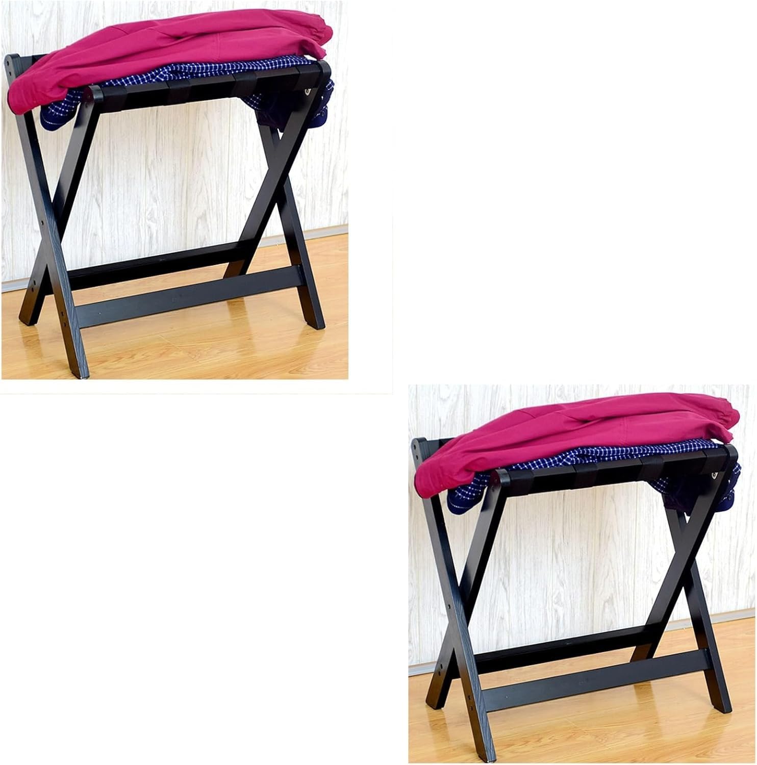 MSHGSKU Luggage rack Luggage Stands for Suitcases Foldable - Suitcase Stand, Suitcase Stand with Nylon Straps Luggage Storage Rack(Schwarz,2pcs)