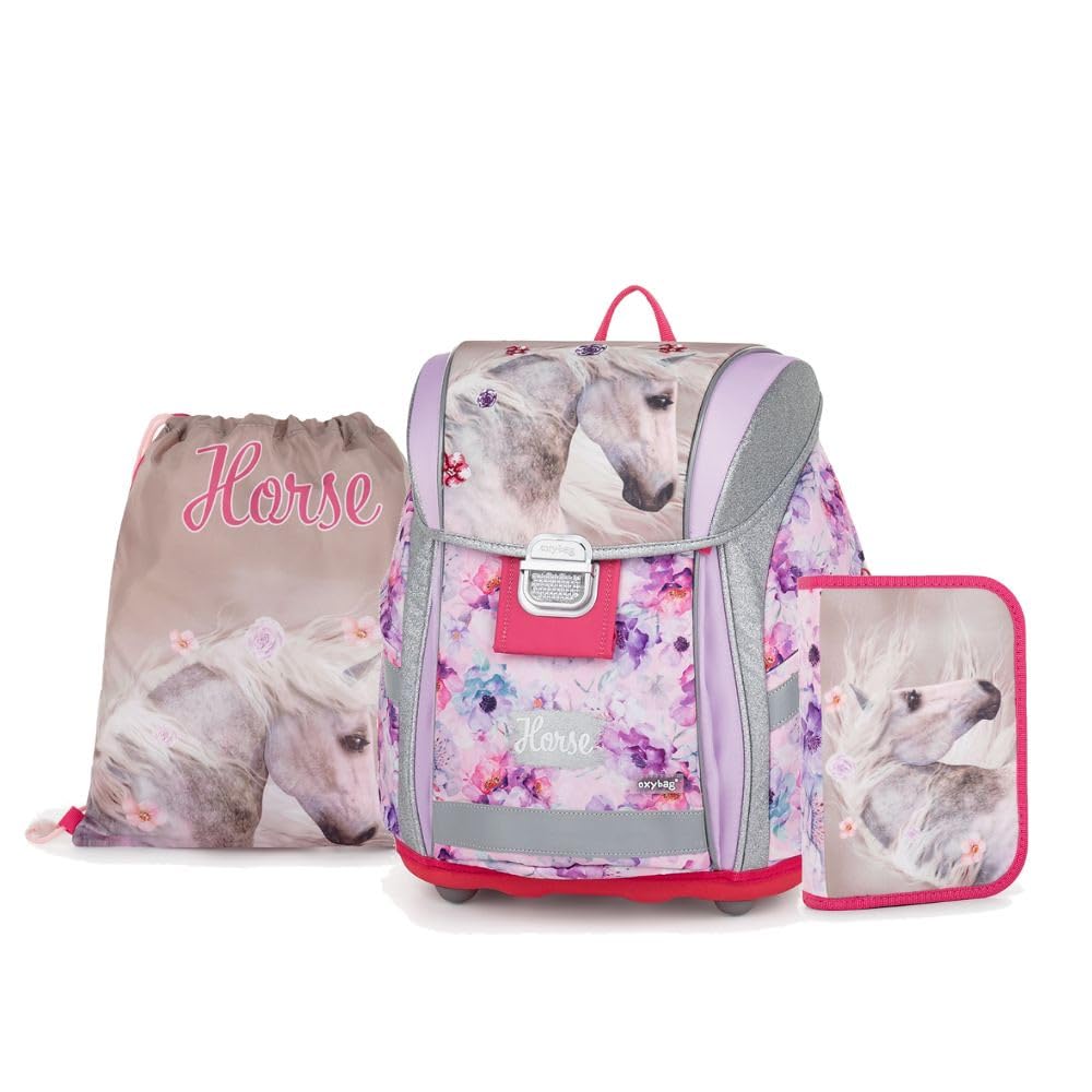 PREMIUM LIGHT Schulset 4 set für 1.-3. Klasse | Ergonomischer Schulrucksack, Sportbeutel, A4 Box & Federmappe | Leicht & Sicher mit Reflektoren | Perfekt Organisiert für Schulkinder