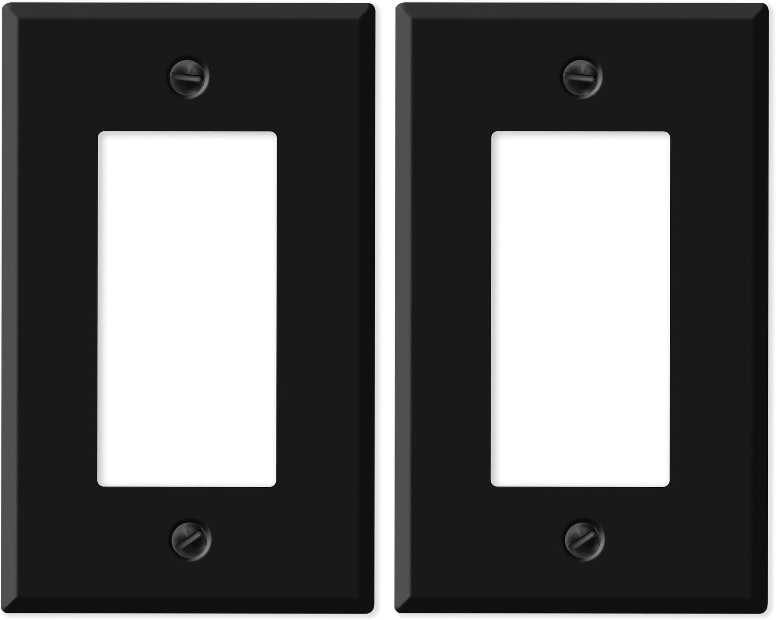 (2 Pack) Black Metal Rocker Switch Wall Plate, Black Outlet Cover, 1-Gang Standard Size, 4.5" x 2.76", Matte Black Covers for GFCI Or Rocker Switches, Made In USA, Corrosion Resistant, Matching Screws