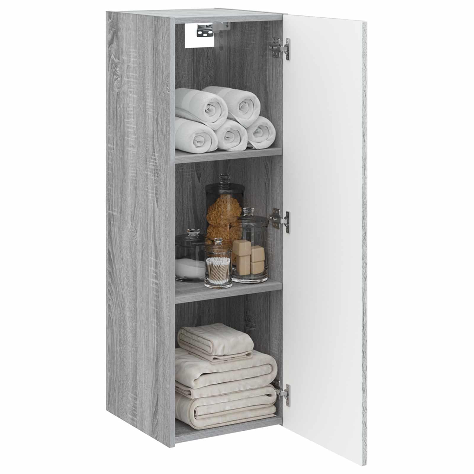 Gecheer Wandmontierter Badezimmerschrank Grau Sonoma 33 x 34,5 x 100 cm, Moderner Badezimmerschrank Stauraum-Schrank für Make-up Waschbecken Gästebad890528