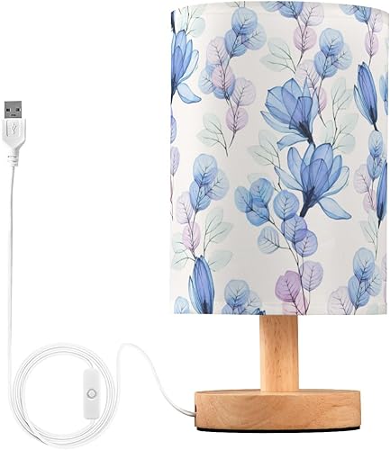 Miniatura 2 de Table Lamp Small Bedside Lamp Bright Transparent Blue Magnolia Eucalyptus Leaves Table Lamp for Kids Farm