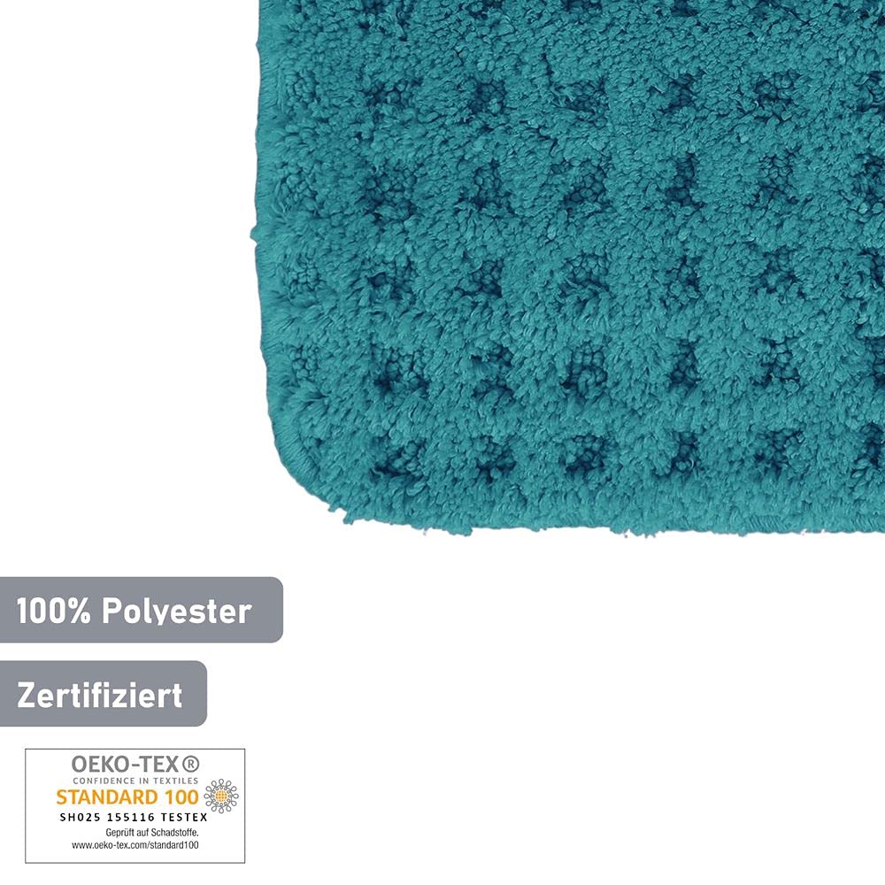PANA® Flauschiges Badvorleger Set • Flauschige und rutschfeste Badematten • Weiche Mikrofasern • Badteppich 2er Set: WC Vorleger ohne Ausschnitt 45 x 45 cm + 50 x 80 cm • Farbe: Türkis