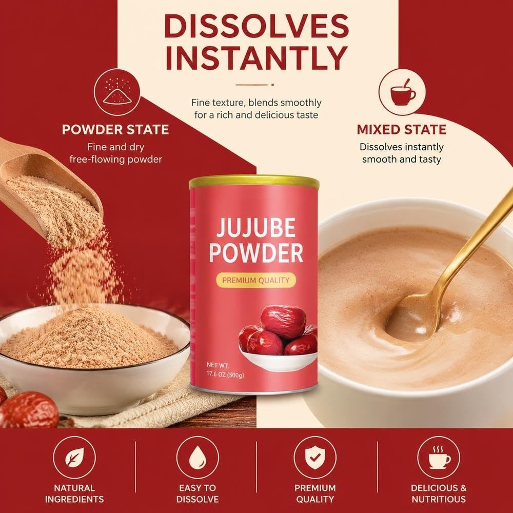 Polvere di datteri rossi essiccati 500g Mix di farina d'avena