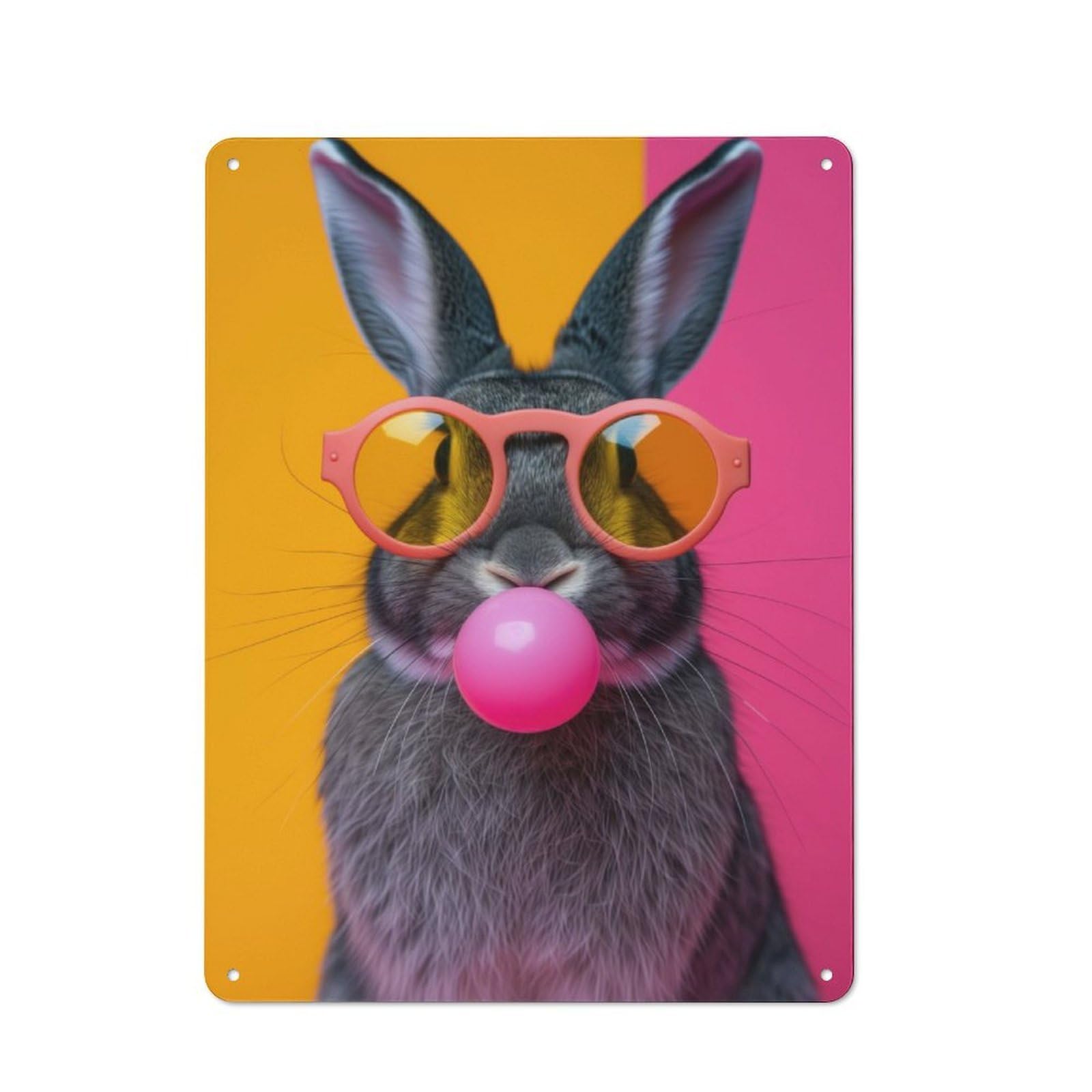Junmoney Rabbit Bubblegum For Living Room Or Hallway, Rustic Metal Sign 40X30cm, For Home Interiors, Feature Walls And Decorative Displays