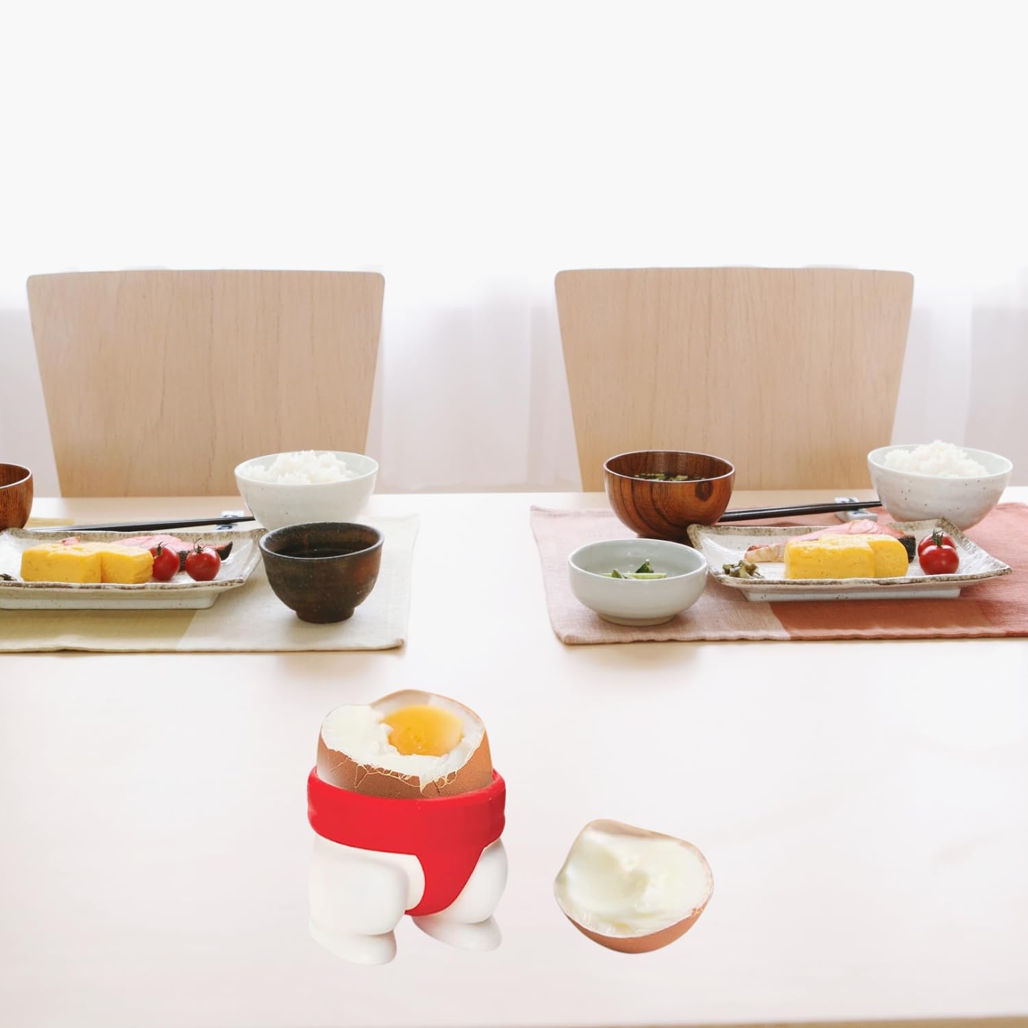 TASKHOUSE Egg Cup Holders Sumo Design Soft & Hard Boiled Egg Holders for Breakfast (Set of 2) 3