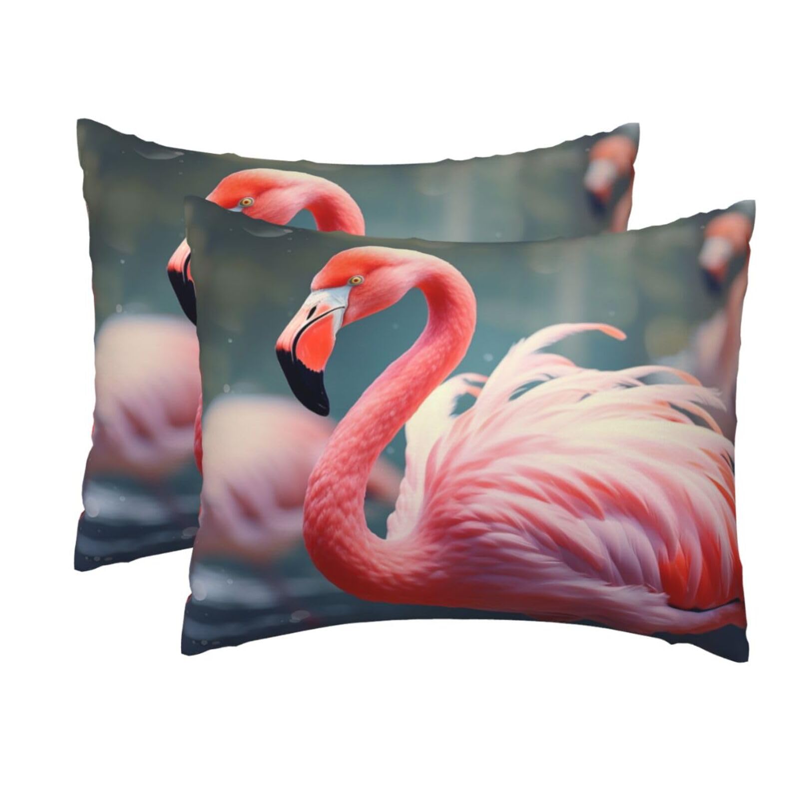 2 Pack Standard Size Pillow Cases for Hair and Skin Soft Breathable Pillow Case Covers with Hidden Zipper Pink Flamingo Pillowcase 20x26 Inches Pillow Cover for Sleeping Gift