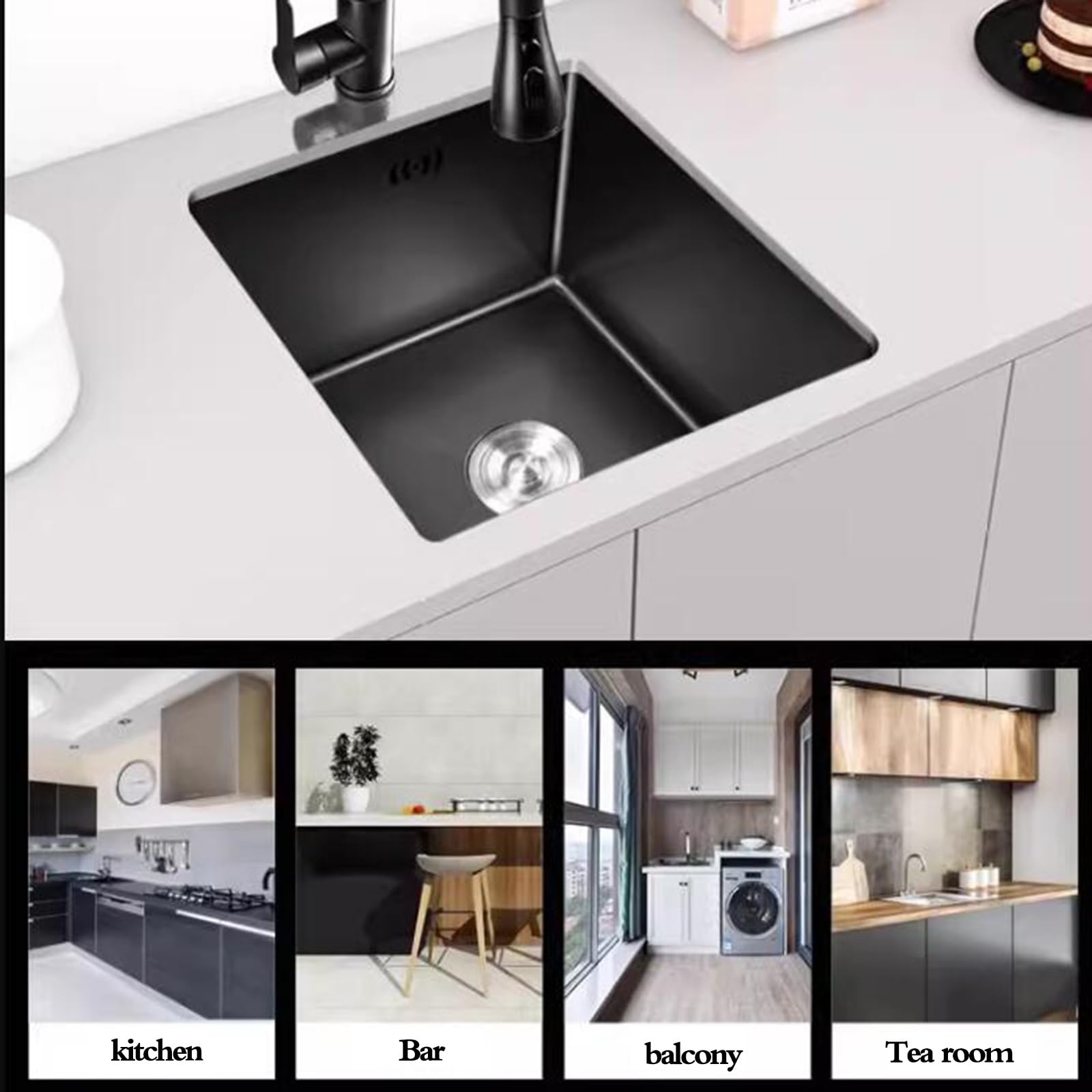 Fregadero de sifón de acero inoxidable de varios tamaños para caravanas, lavabo compacto para cocinas pequeñas y bares, diseño que ahorra espacio (60 x 43 x 21,5 cm)