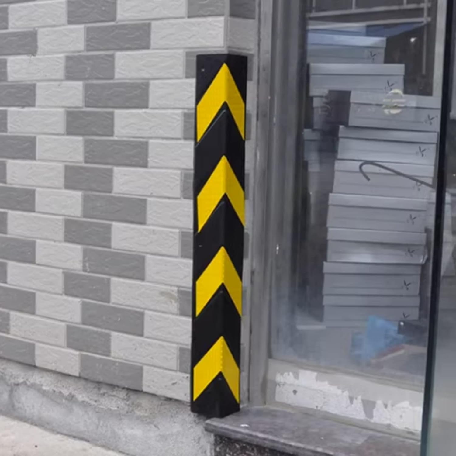 XPLKQXE Garage Wall Protector, Rubber Corner Guards Parking Stopper, Car Parking and Warehouse, Reflective Yellow Strip (Color : Black+Yellow-100cm, Size : 8pcs)