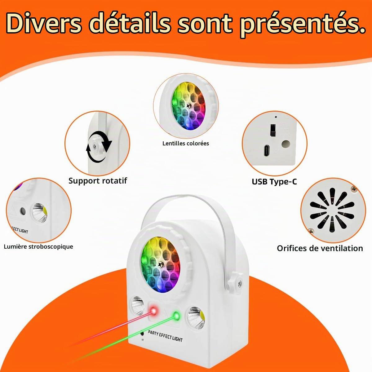Boule lumineuse disco, en matériau ABS, avec télécommande, lumière d'ambiance LED dynamique, lumière DJ, adaptée aux fêtes de famille/fêtes/mariages/éclairage de scène et autres occasions.