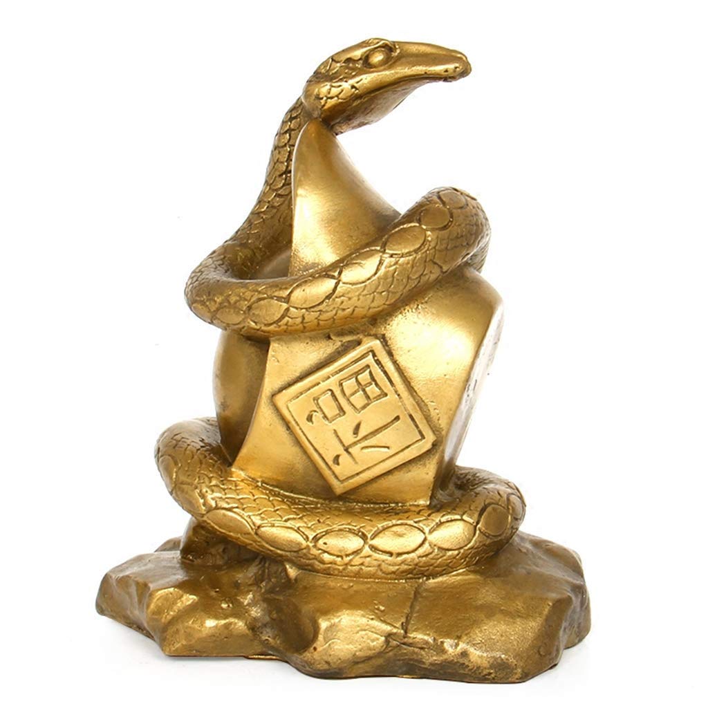 SnamicE ornaments handmade pure brass zodiac snake statues chinese decor figurine,for home and office wealth and good luck sculpture two size,l,A-L