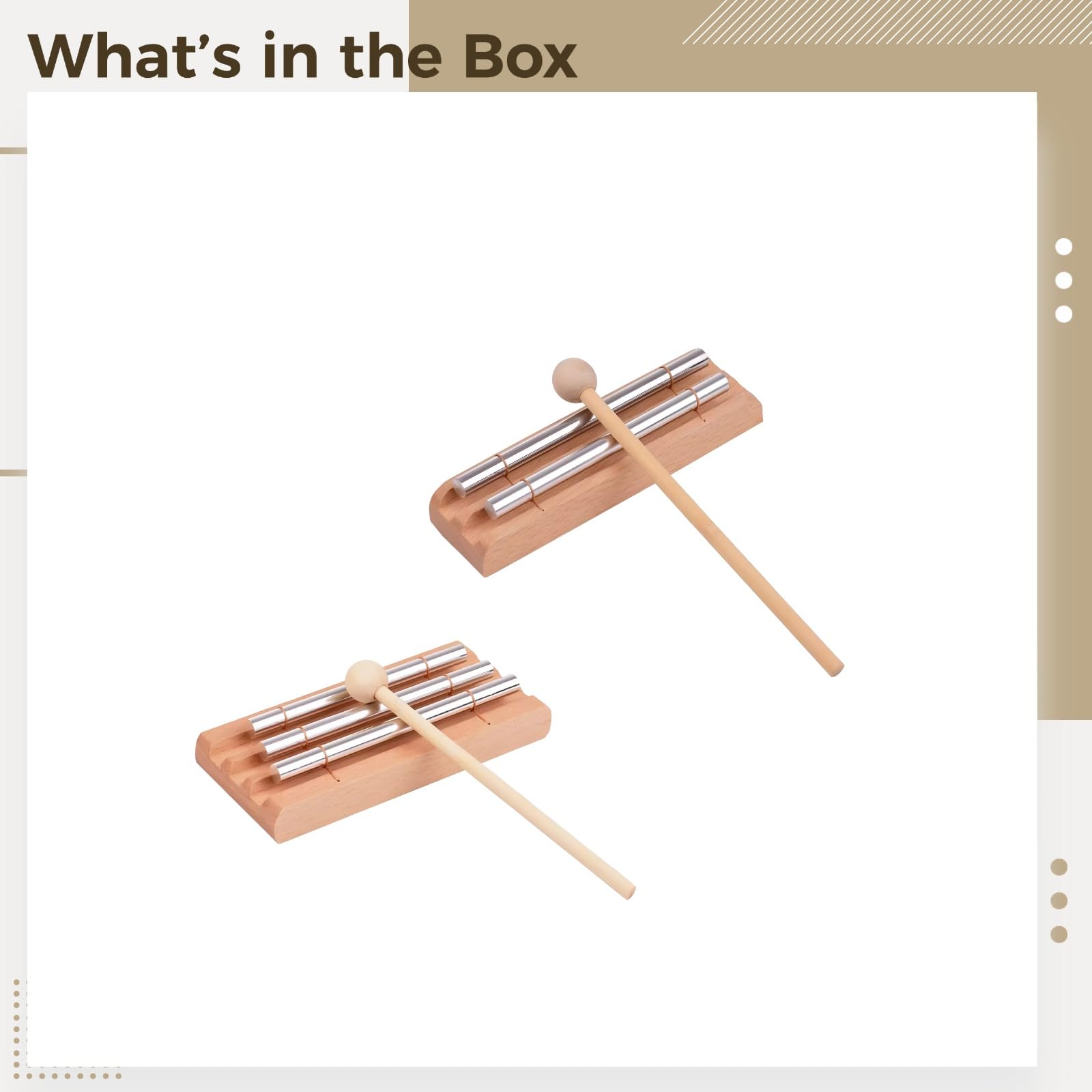 2 strumenti a percussione, due toni e tre toni, con tubi in metallo e base in legno, blocco sonoro per meditazione, percussione, per la concentrazione, campana per aula