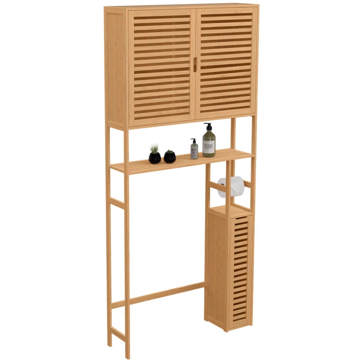 IDMarket BEA - Mueble de inodoro 3 en 1 con armarios de bambú