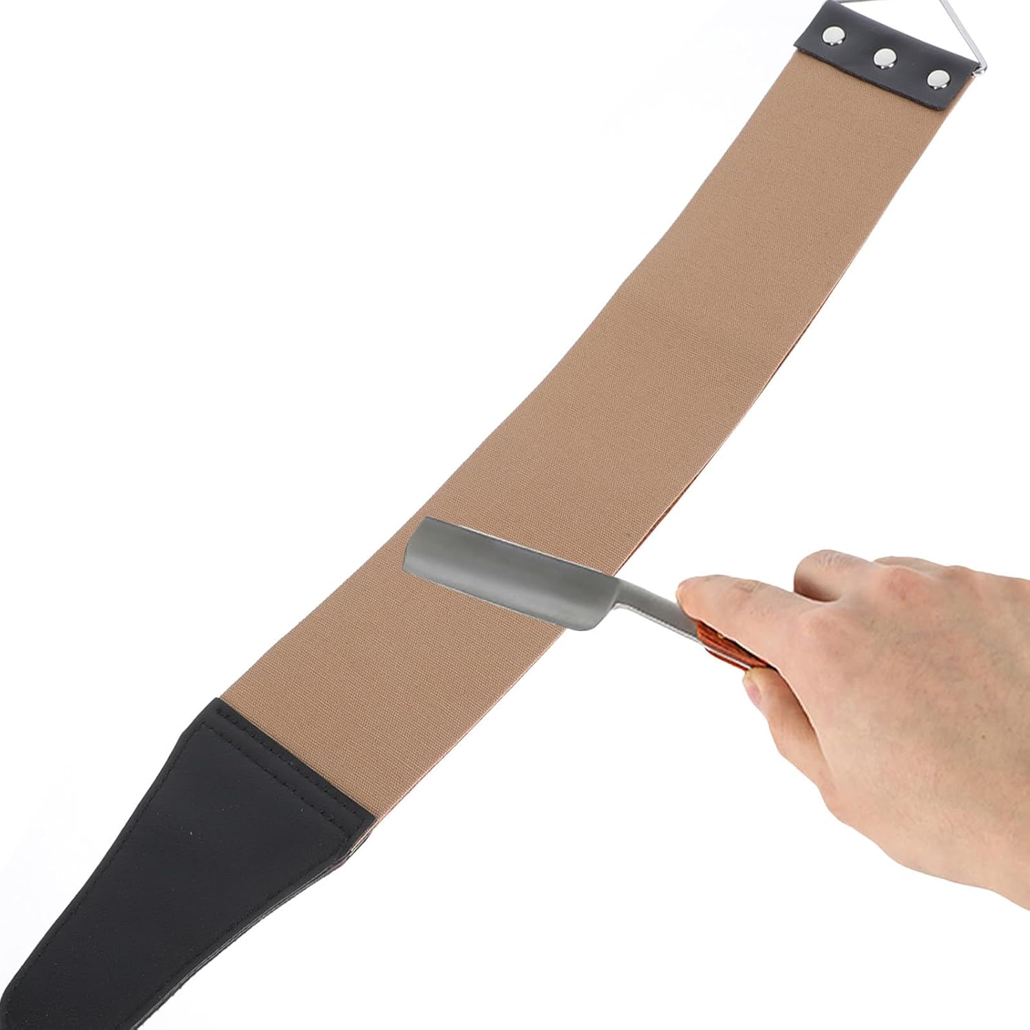 2pcs Dual-sided Razor Strop Sharpening Strap for Final Sharpening Practical Household Tool Made of Artificial Leather and Canvas for Home and Barber Shop Use Random Color