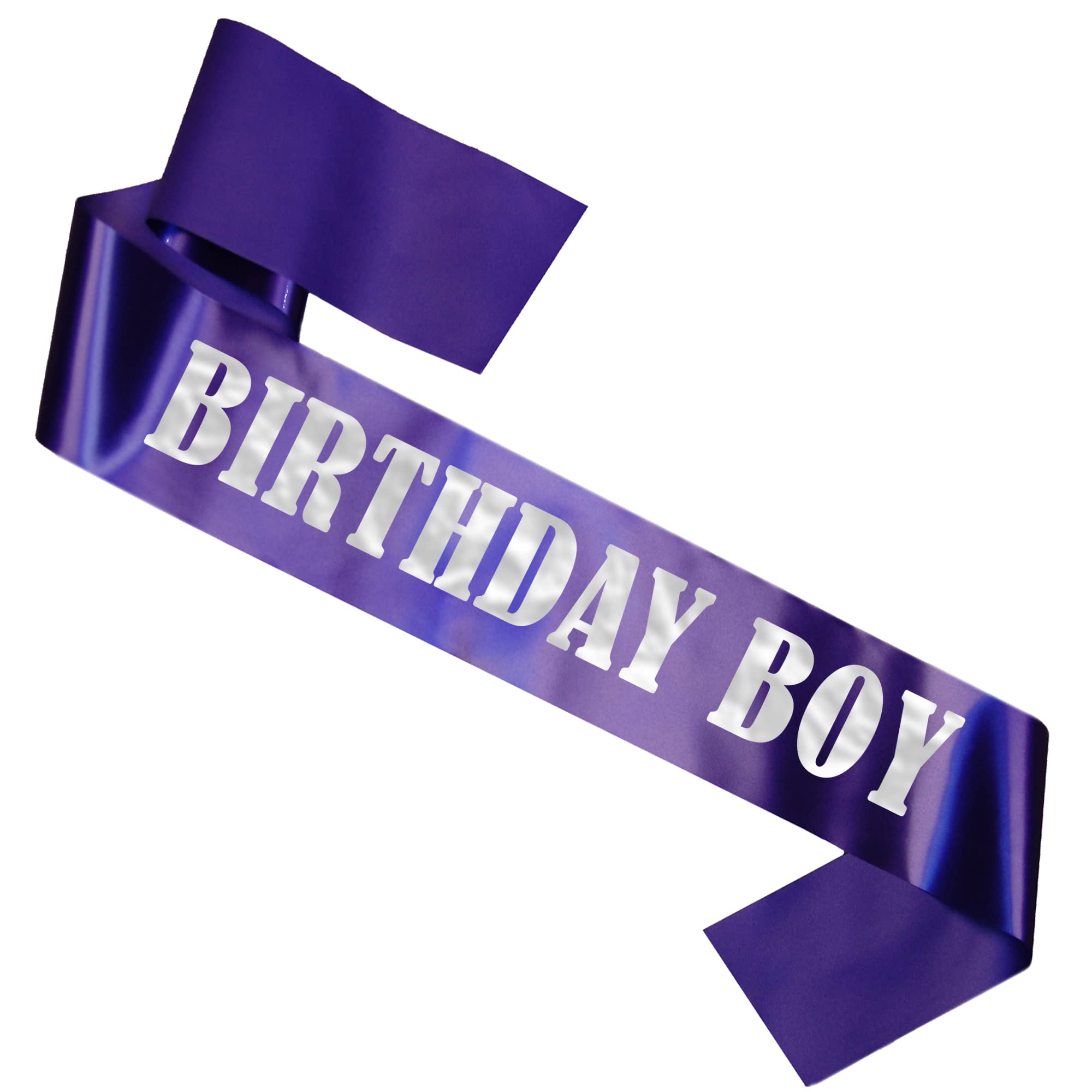 My Pretty Little Gifts Birthday Boy Sash - 16th 18th 21st 30th 40th 50th 60th Party - Happy Birthday Gift - Black Blue Purple (Purple - Silver Text)