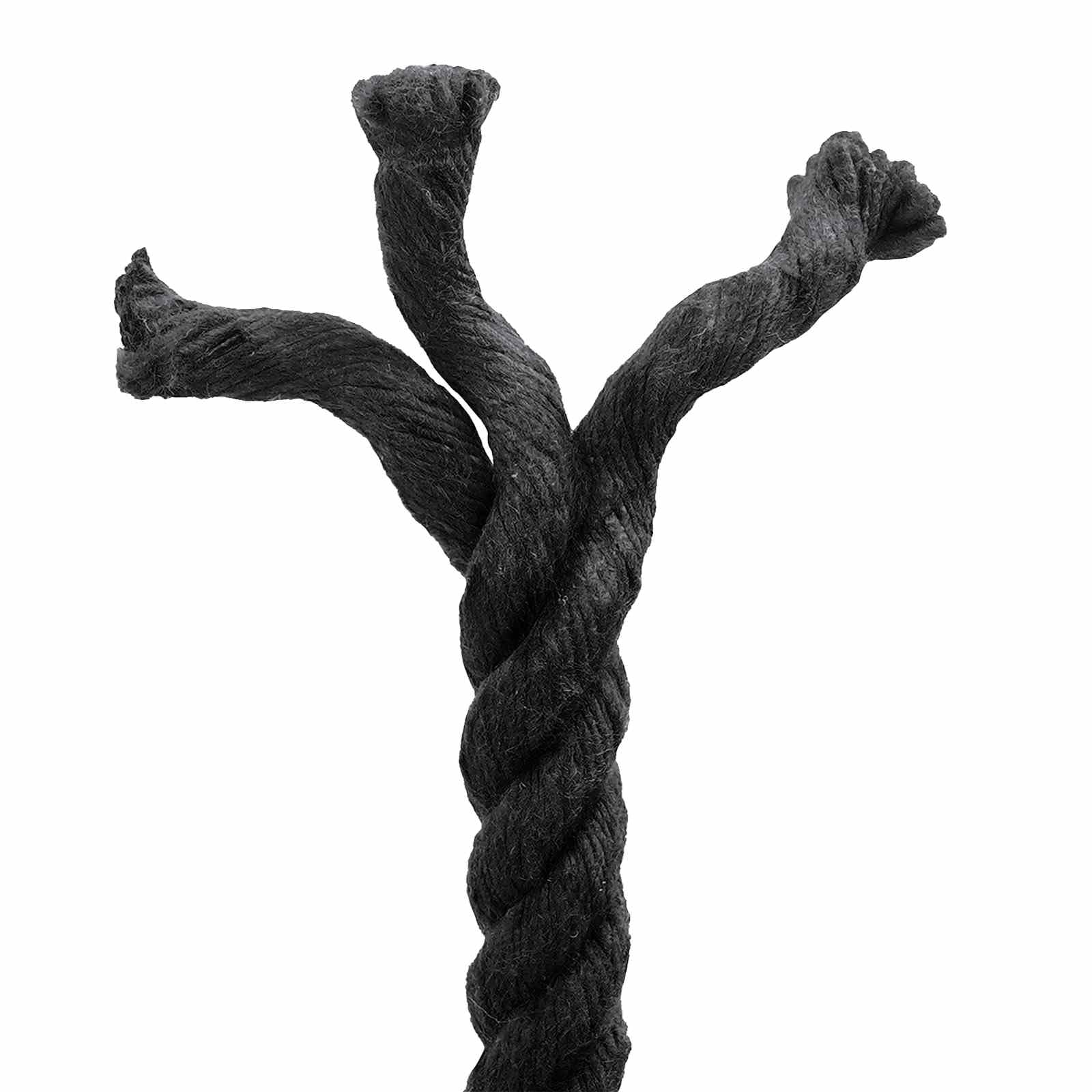 Cuerda de algodón negra de 1,4 x 1,4 x 25000 cm, 25,8 kg, cuerda de 3 capas, cuerda para fijación, manualidades, macramé, exterior y jardín