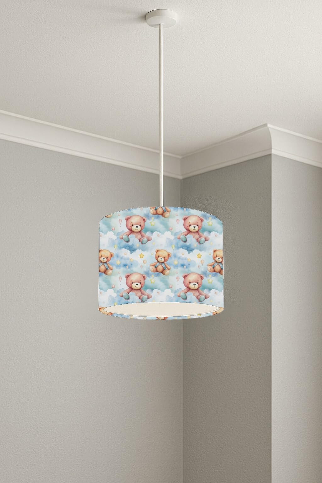 Teddy Bear Dreams lightshade – 20 x 18.5cm Ceiling Drum Shade | E33BB8