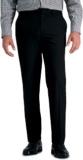 J.M. Haggar Men's 4-Way Stretch Straight Fit Flat Front Dress Pants - Flex Waistband Comfort