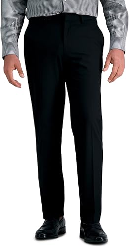 J.M. Haggar - Pantalón de vestir para hombre, elástico en 4 direcciones, corte recto, parte delantera plana