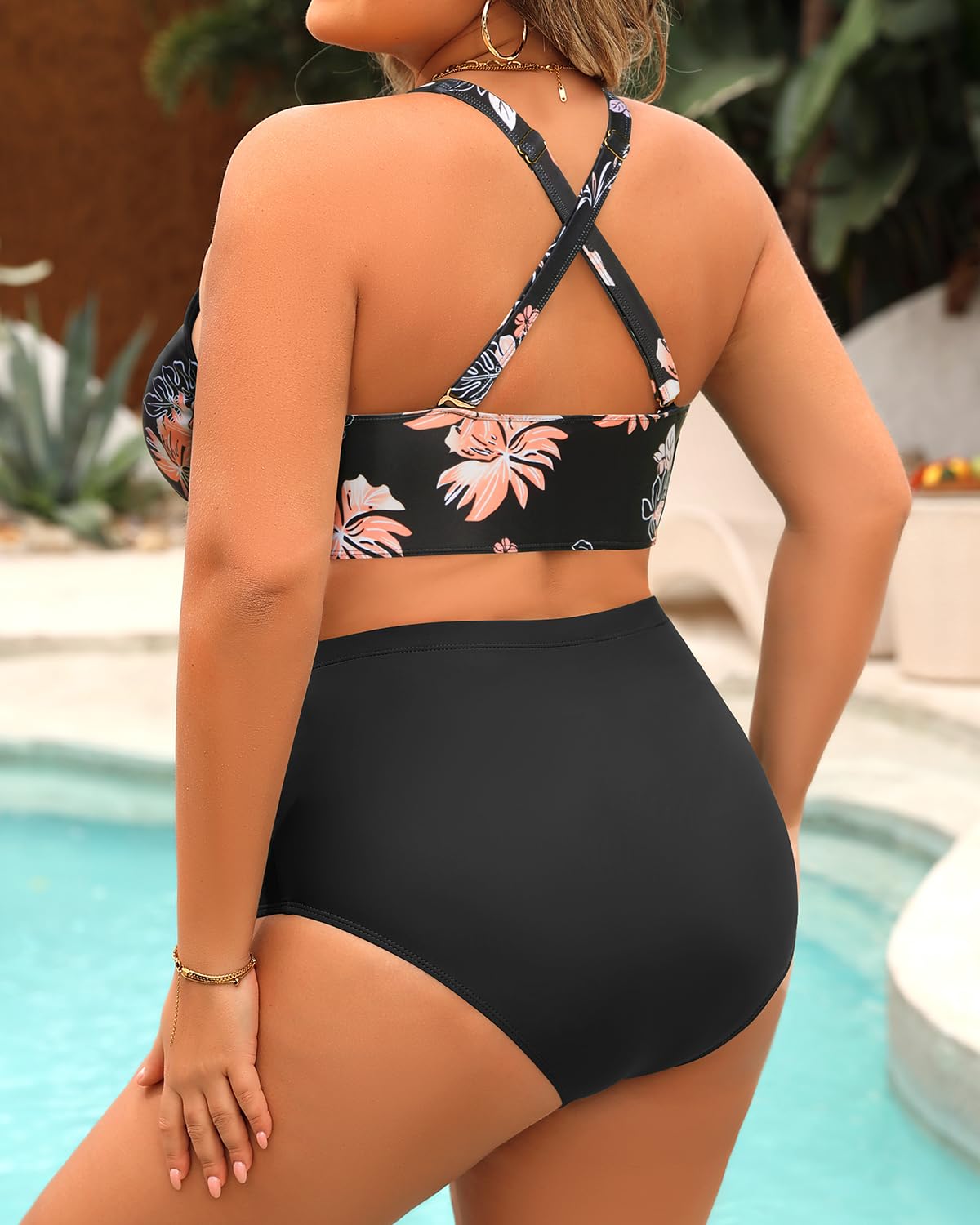 Yonique Maillot de Bain 2 pièces Taille Haute pour Femme - Taille Haute - Contrôle du Ventre