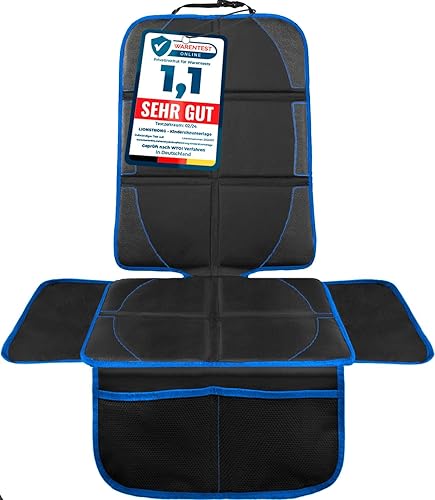 LIONSTRONG® Kindersitzunterlage Autositzschoner [ISOFIX GEEIGNET] - Autositzauflage wasserabweisend - Sitzschutz Sitzschoner Auto Kindersitz - Auto Sitzauflagen - universell kompatibel (Blau)