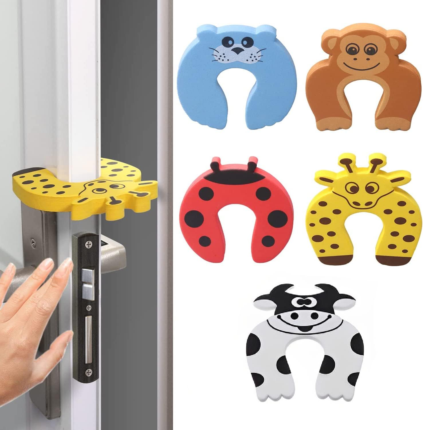 Children Safety No Finger Pinch Foam Door Stopper (5 Pieces)