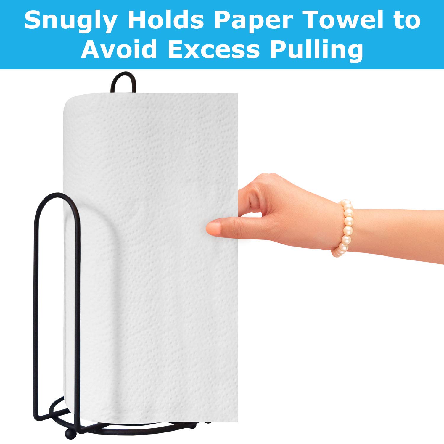 Blue Donuts Paper Towel Holder Countertop Easy OneHanded Tear Paper