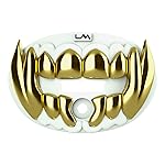 Loudmouth Football Mouth Guard - 3D Chrome Beast Football Mouthpiece, Fits Adult & Youth Ages 5+, Accessories Mouth Guard (3D Beast - Chrome White/Gold)