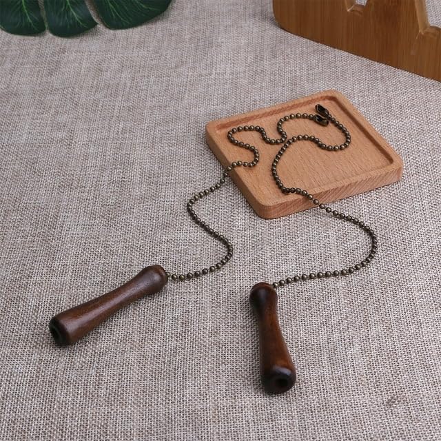 Image of Travet Fan Pull Chain Decorative Wooden Knob Pendant for Lighting Ceiling Fans Lamp,Dark Wood, 11.02 inch， Fan Accessories