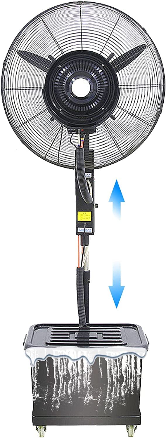 asdchZen Pedestal Misting Fan, 3 Speeds Outdoor Cooling Fan With 11 Gal Tank, 90°Oscillation For Backyard Patio, Black,80CM