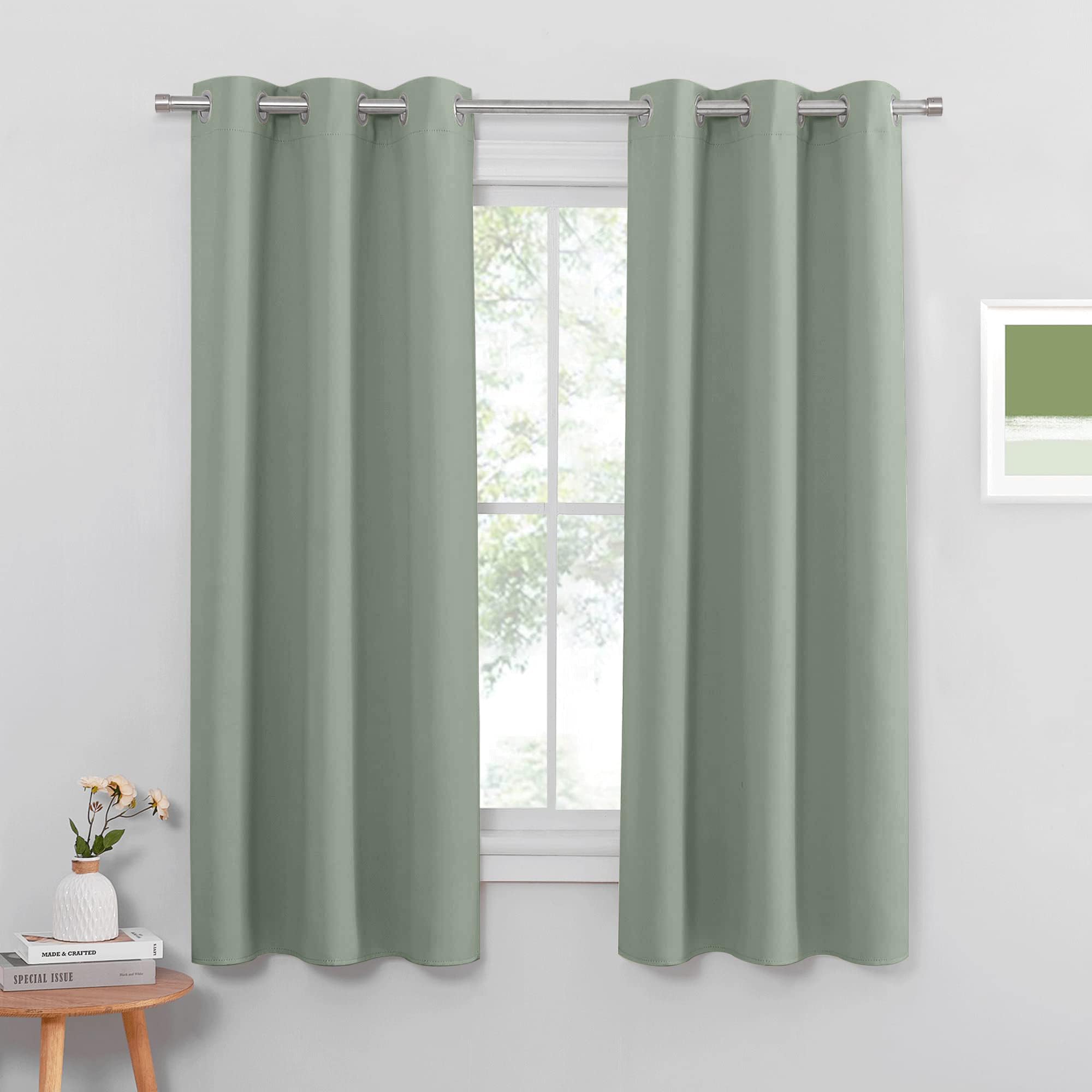 PONY DANCE Blackout Sage Green Curtains with Eyelet - Image 2