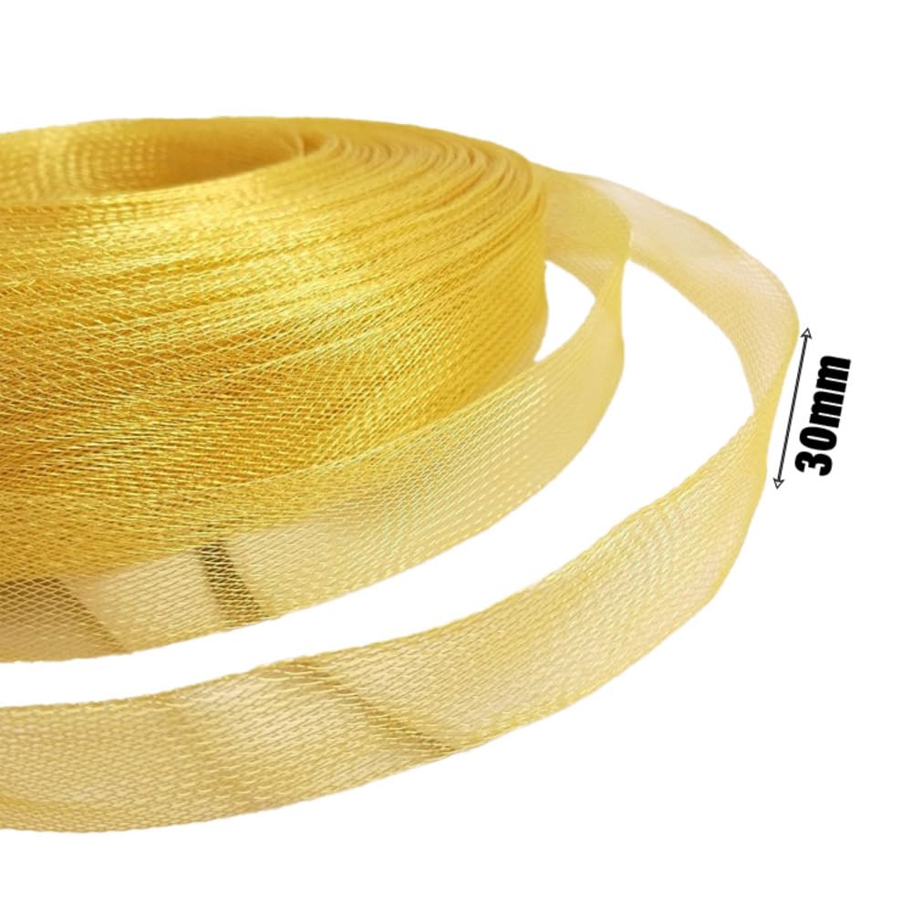 Taśma siatkowa 30 mm x 5 m Crinoline Band Metal Boning Rosshare plecionka ozdobna taśma usztywniająca elastyczna włosie końskie warkocz sztywny warkocz Horsehair Braid do szycia sukni ślubnej