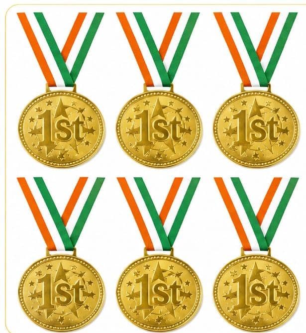 1st Place Winner Gold Medals Set of 6 with Tricolor Ribbon | First Prize Award Medals for Kids & Adults | Sports Day, School Competitions, Tournaments, Games & Events-picture-15