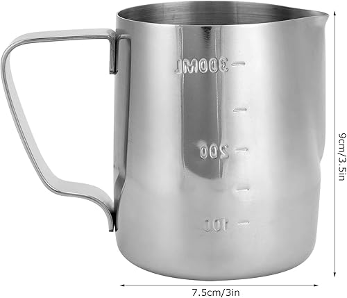 Miniatura 6 de Taza espumadora de leche, jarra de espuma de metal, jarra de espuma de acero inoxidable para el hogar diario (#1)