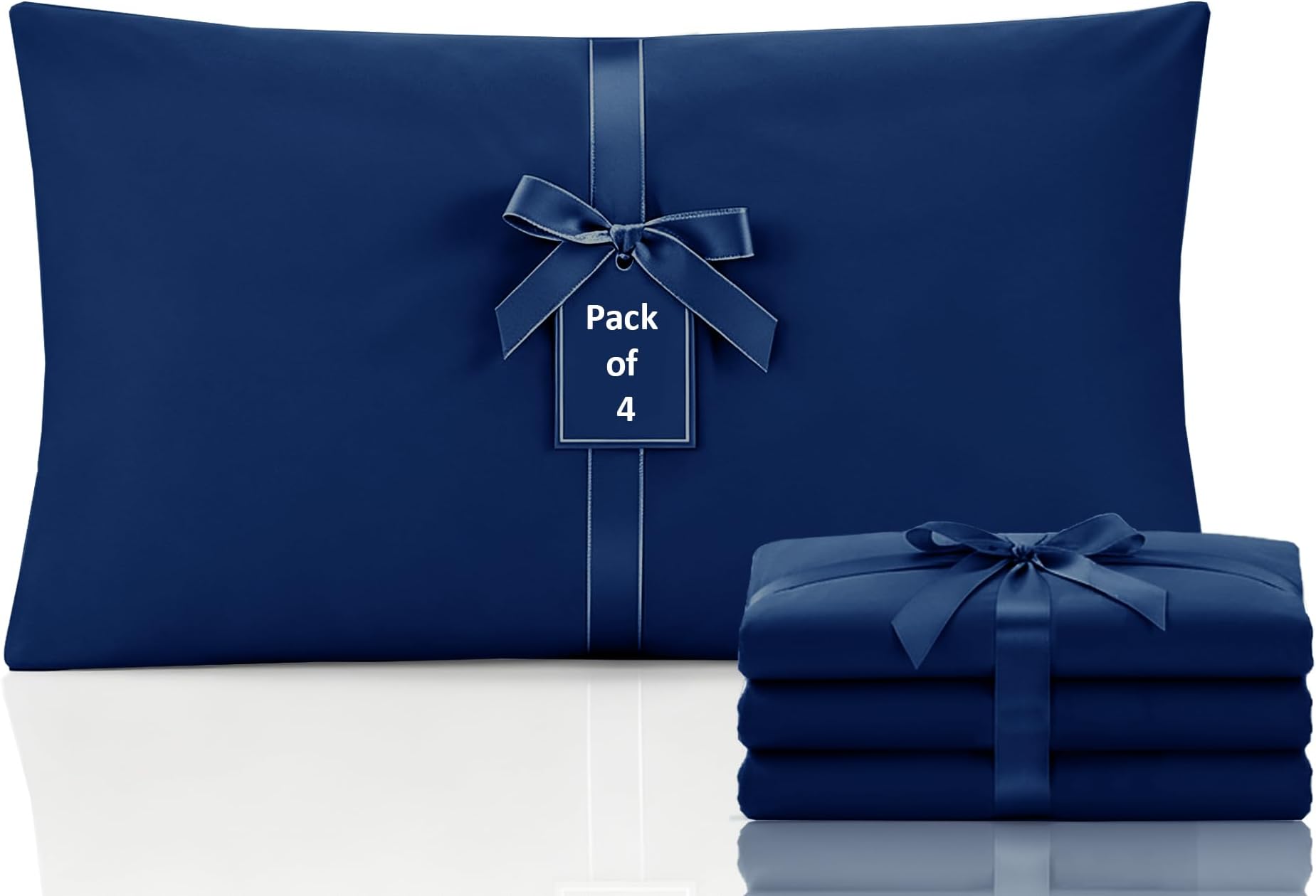 Moonlight Bedding Pillow Cases 4 Pack – Navy Pillowcases Envelope Closure Super Soft Brushed Microfiber Standard House Wife Pillow Covers, (50 X 75 CM)