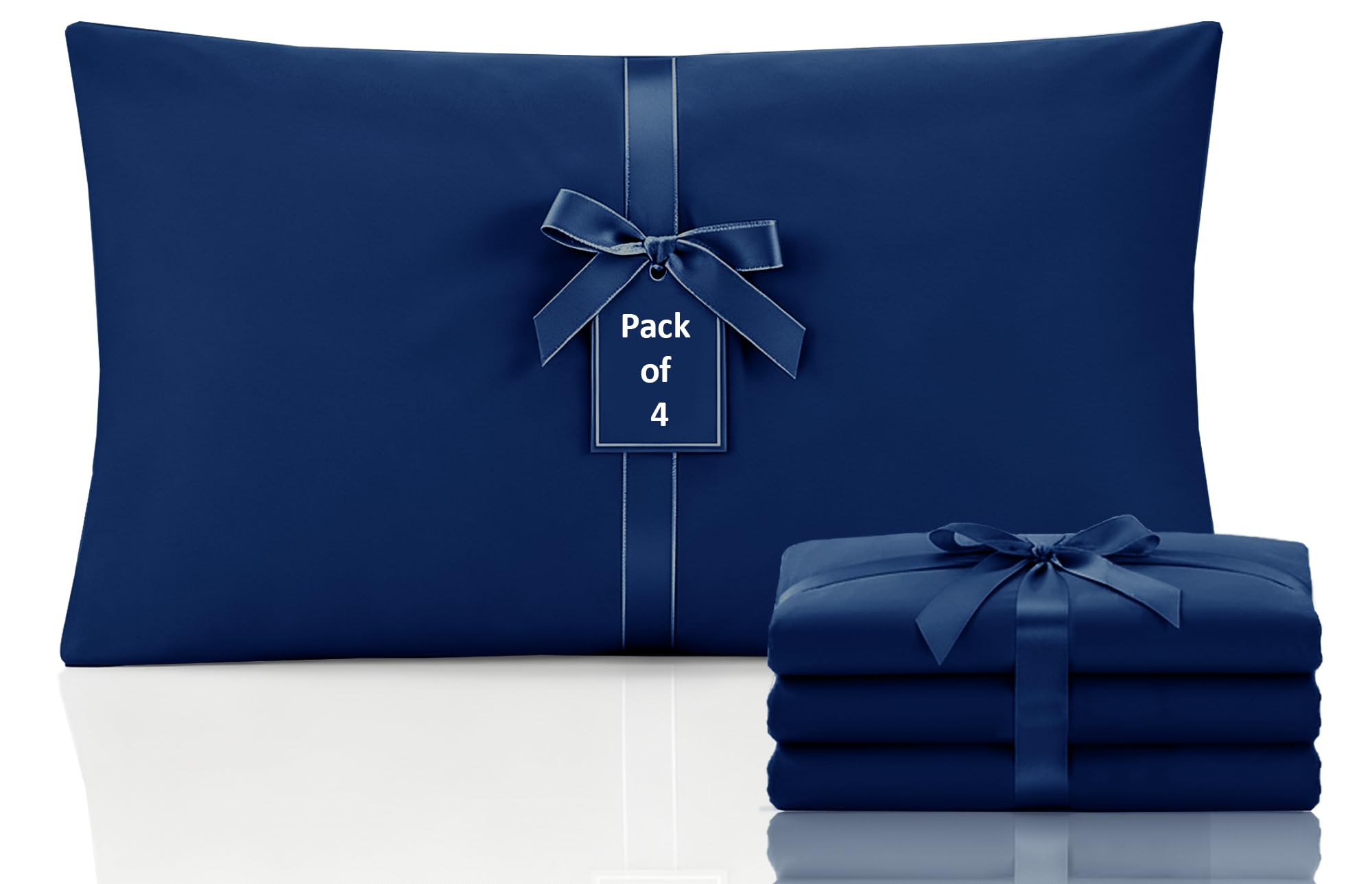 Moonlight Bedding Pillow Cases 4 Pack – Navy Pillowcases Envelope Closure Super Soft Brushed Microfiber Standard House Wife Pillow Covers, (50 X 75 CM) — image 1