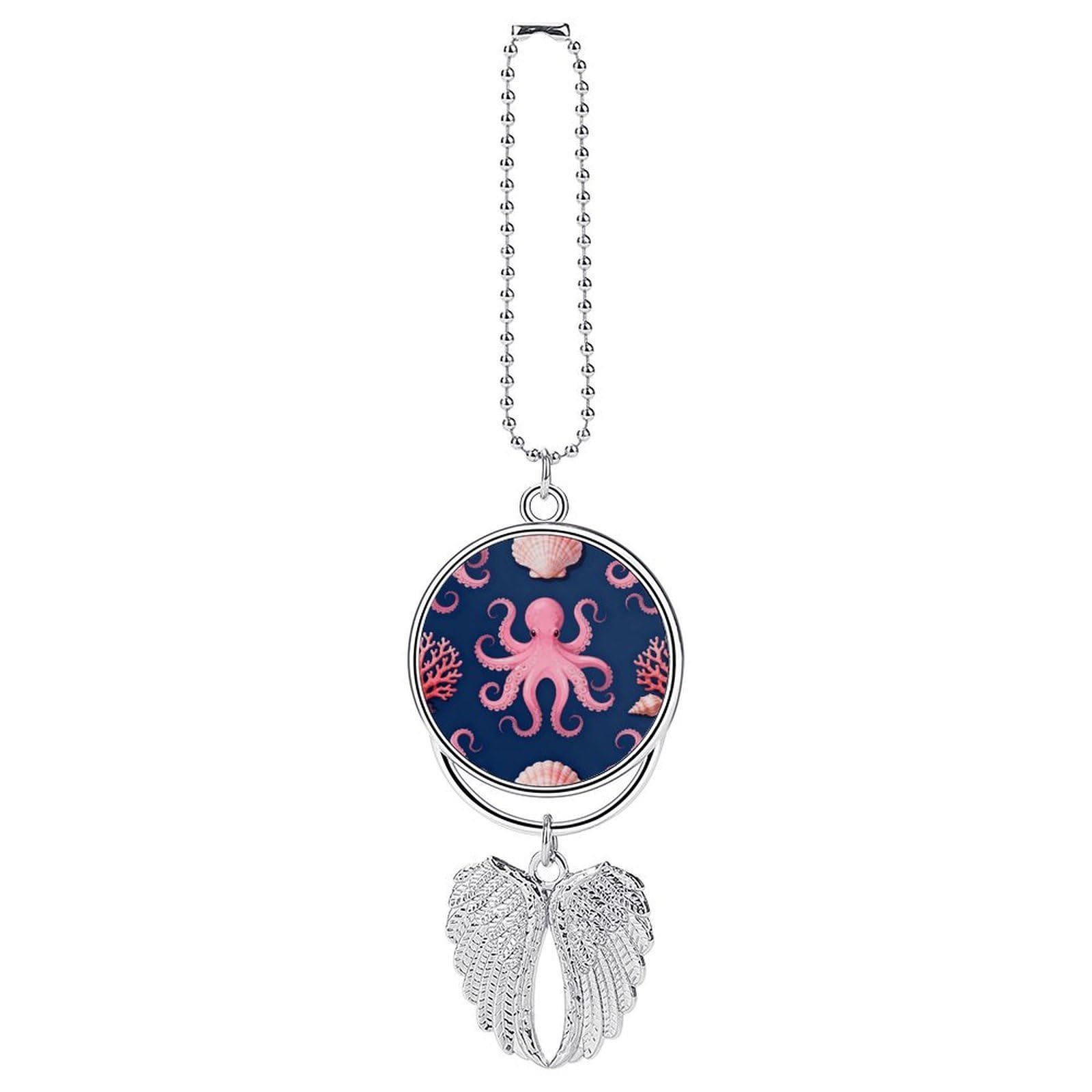 Octopus Tentacle Car Charm, Alloy Rear View Mirror Pendant, Bling Funny Car Hanging Ornament Gift for Women Men, Car Pendant Lucky Auto Interior Decoration Accessories Silver-Style