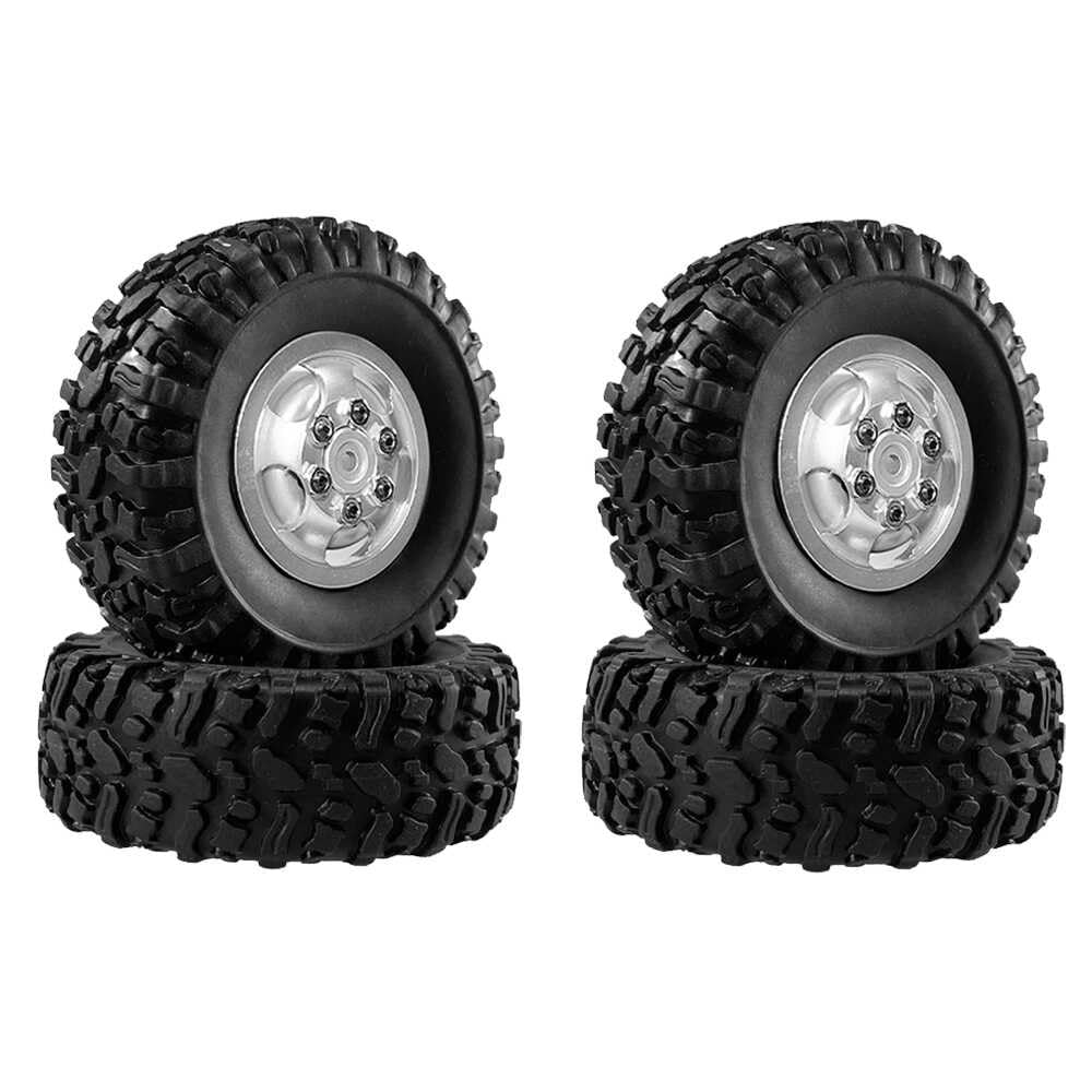 4PCS Wheel Tires Rally Wheels For MN MN78 MN82 1/12 LC79 MN D90 D91 D96 99S WPL 1/16 C14 C24(Silver)