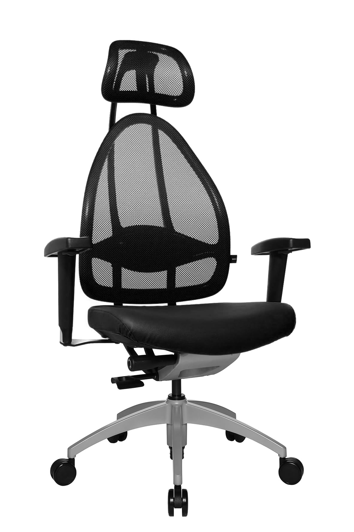 Topstar J170T S10 Open Art 10, Design- und Komfort-Drehstuhl, Bürostuhl, Schreibtischstuhl, inkl. Armlehnen, schwarz, alusilber, Sitzhöhe: 44 - 52 cm