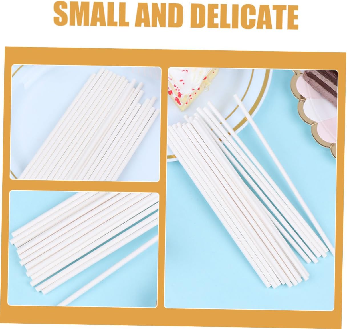 300pcs White Lollipop Paper Sticks 15cm Candy Making Bars DIY Marshmallow Packing Sticks for Cake Pops and Chocolate Treats