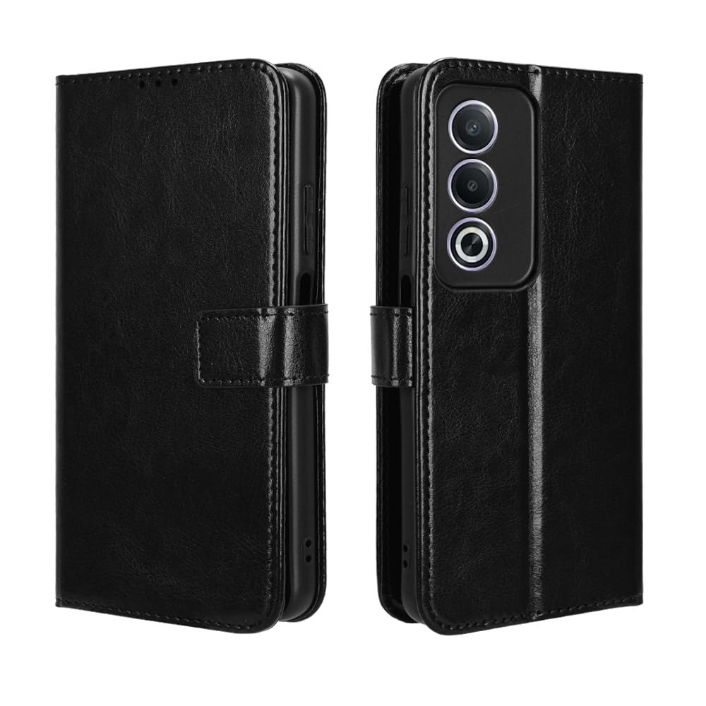 zZjoOoj Custodia per OPPO A80 5G, Portafoglio in Pelle con Chiusura Magnetica e Supporto, Nero