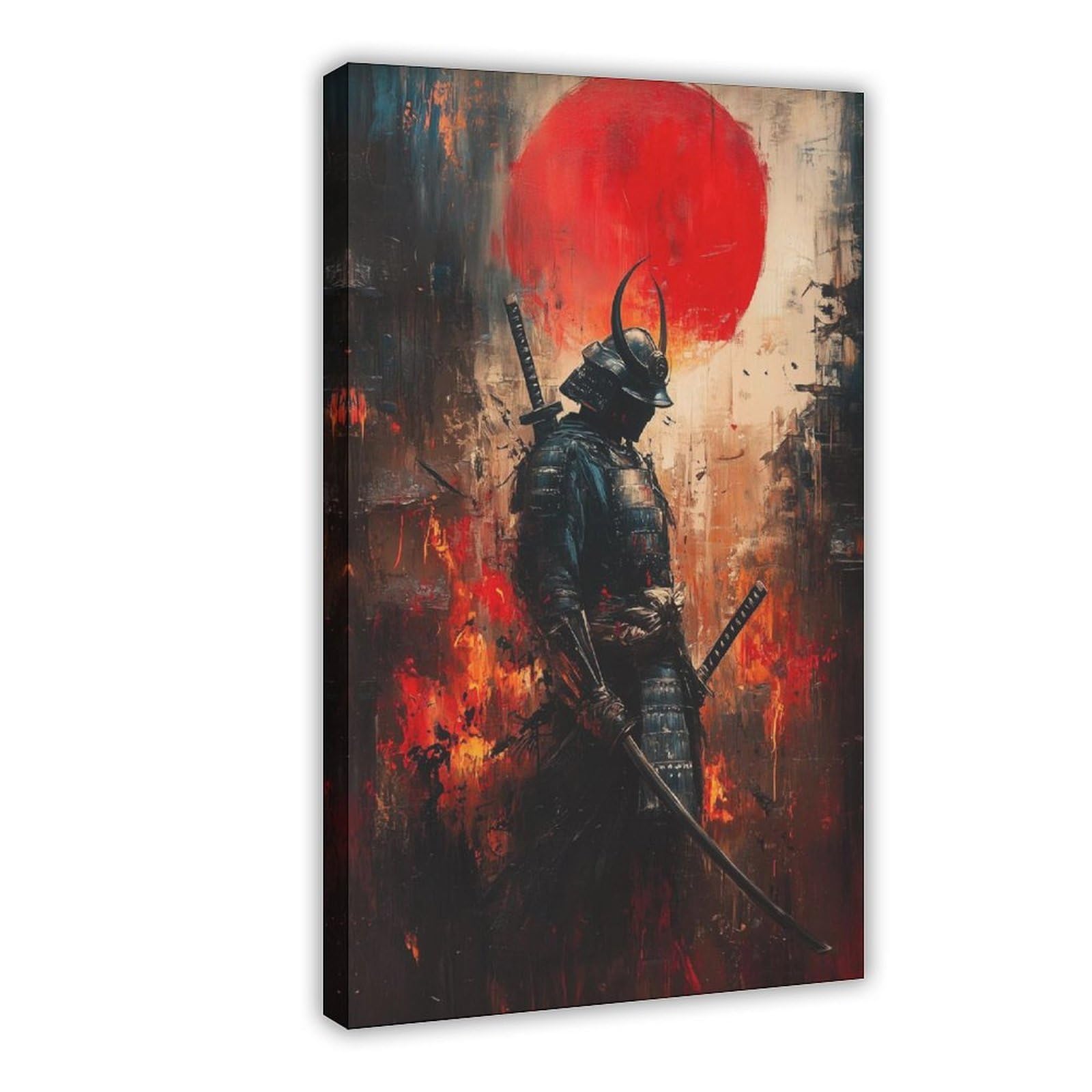 QNVJQKDSI Japan Samurai Art Canvas Poster Bedroom Decor Landscape Office Room Decor Gift 24" L X 36" W