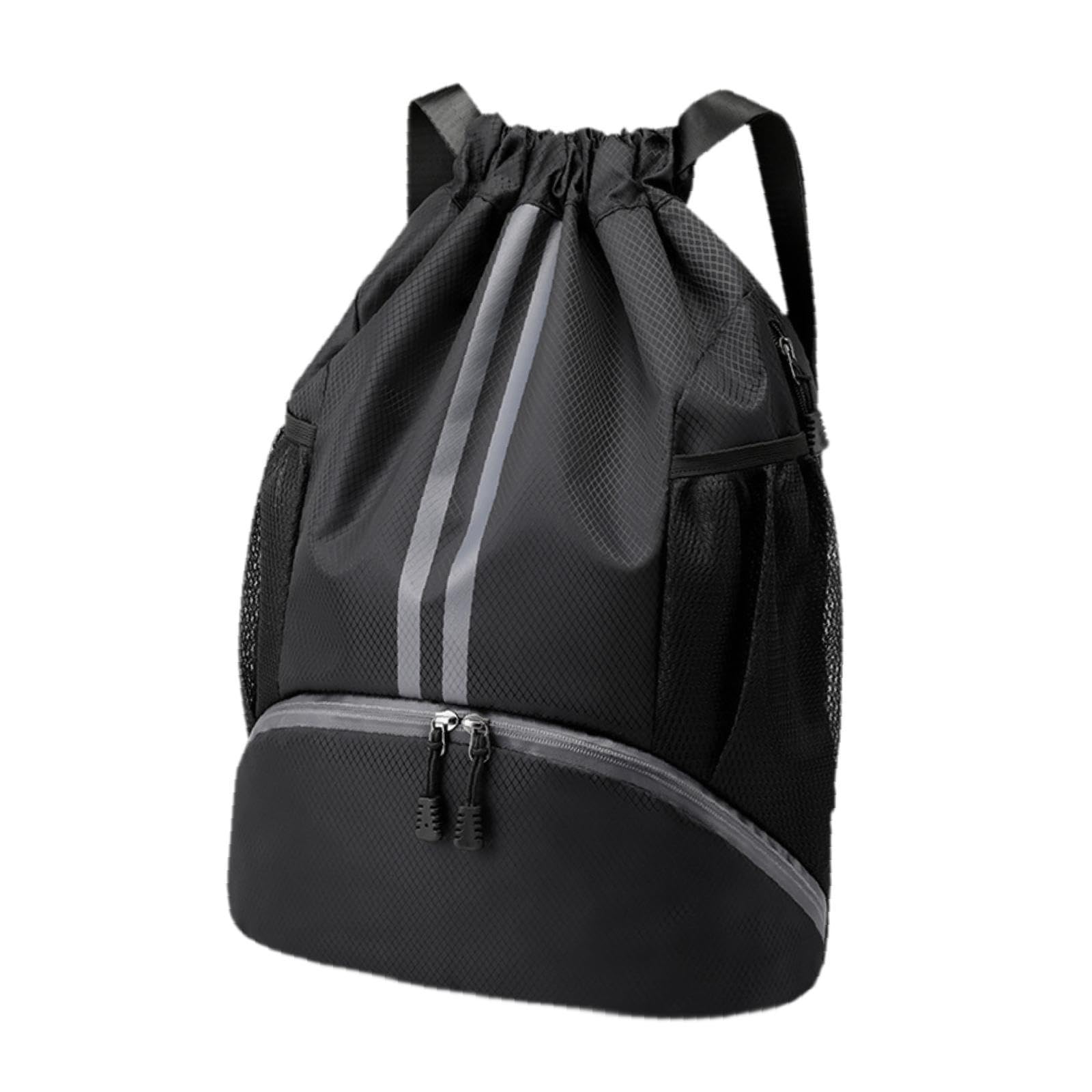 Drawstring Backpack Daypack Sturdy Basketball Bag for Hiking Travel Climbing Black-image-41