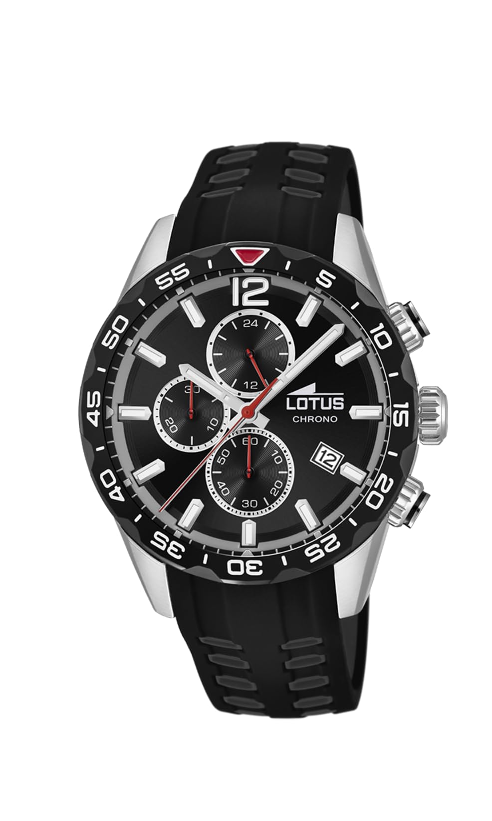 LOTUSReloj Hombre 18590/4 Outlet Caja de Acero Inoxidable 316l Plateado Correa de Caucho Negro
