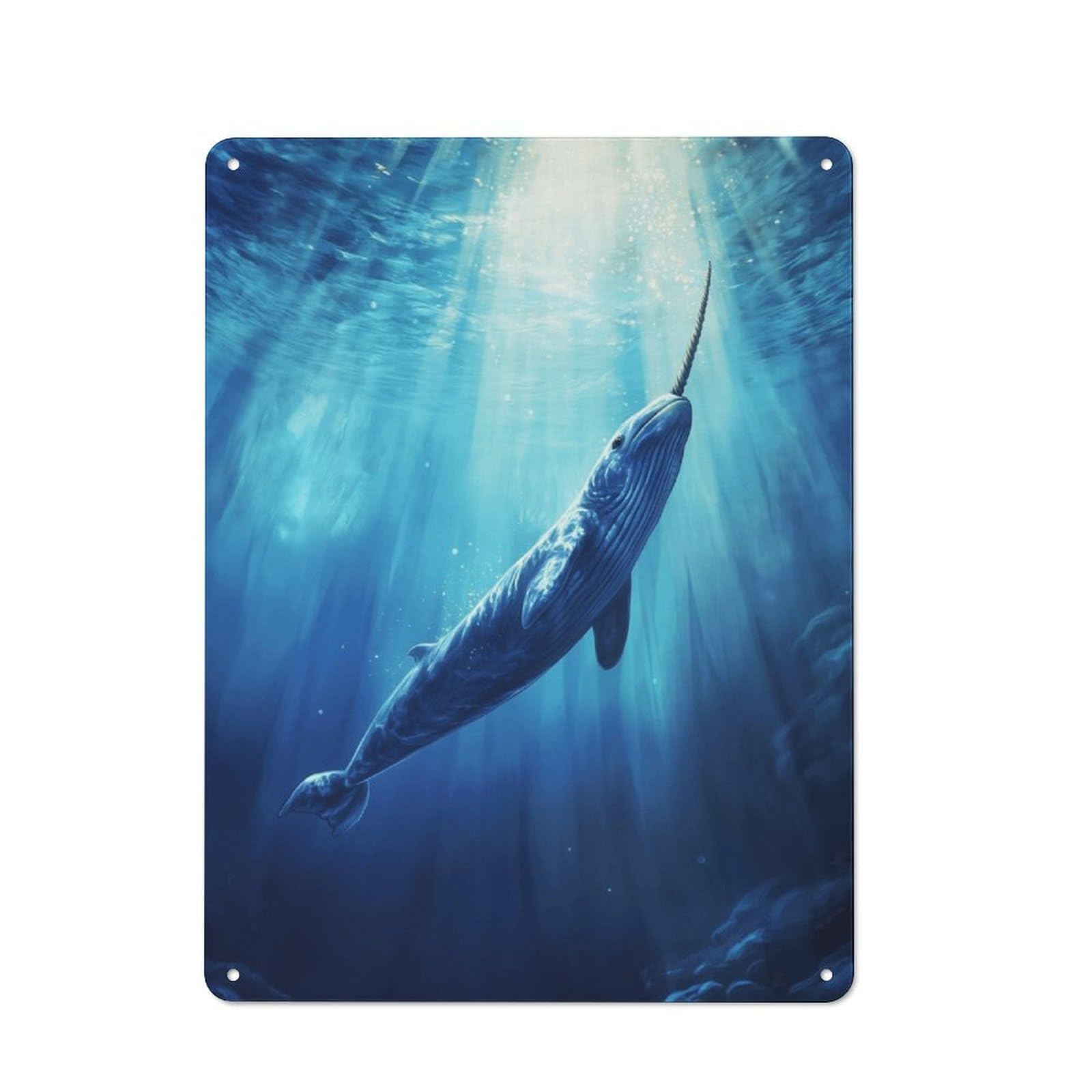 Junmoney Style-9 For Garden Room Or Summerhouse, Magical Narwhal Underwater Scene Retro Tin Sign 40X30cm, Suited To Wall Displays In Garden Rooms And Summerhouses