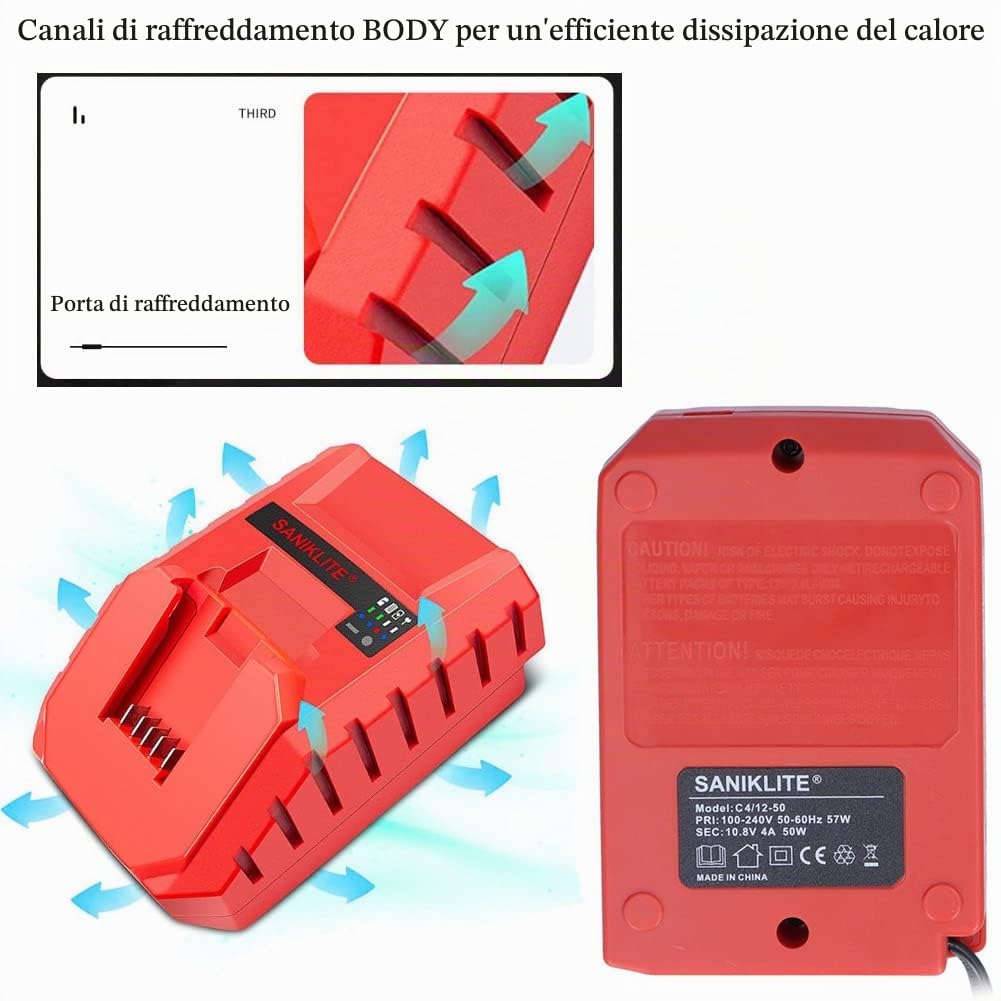 Nuova Sostituzione per il Caricabatterie Hilt 12V C4/12-50 (2076996) 100-240V, Accessori per Utensili Elettrici di Ricambio per Caricabatterie